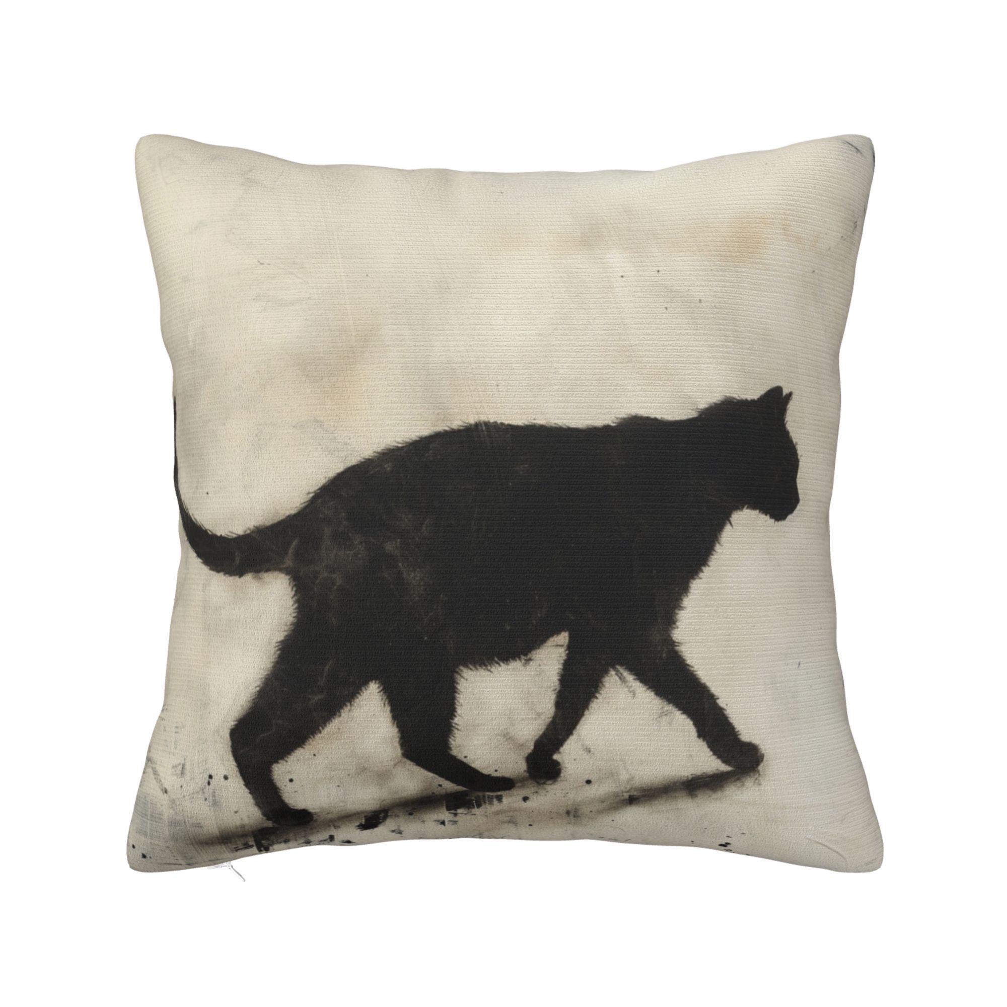 Black Cat Print Pillow