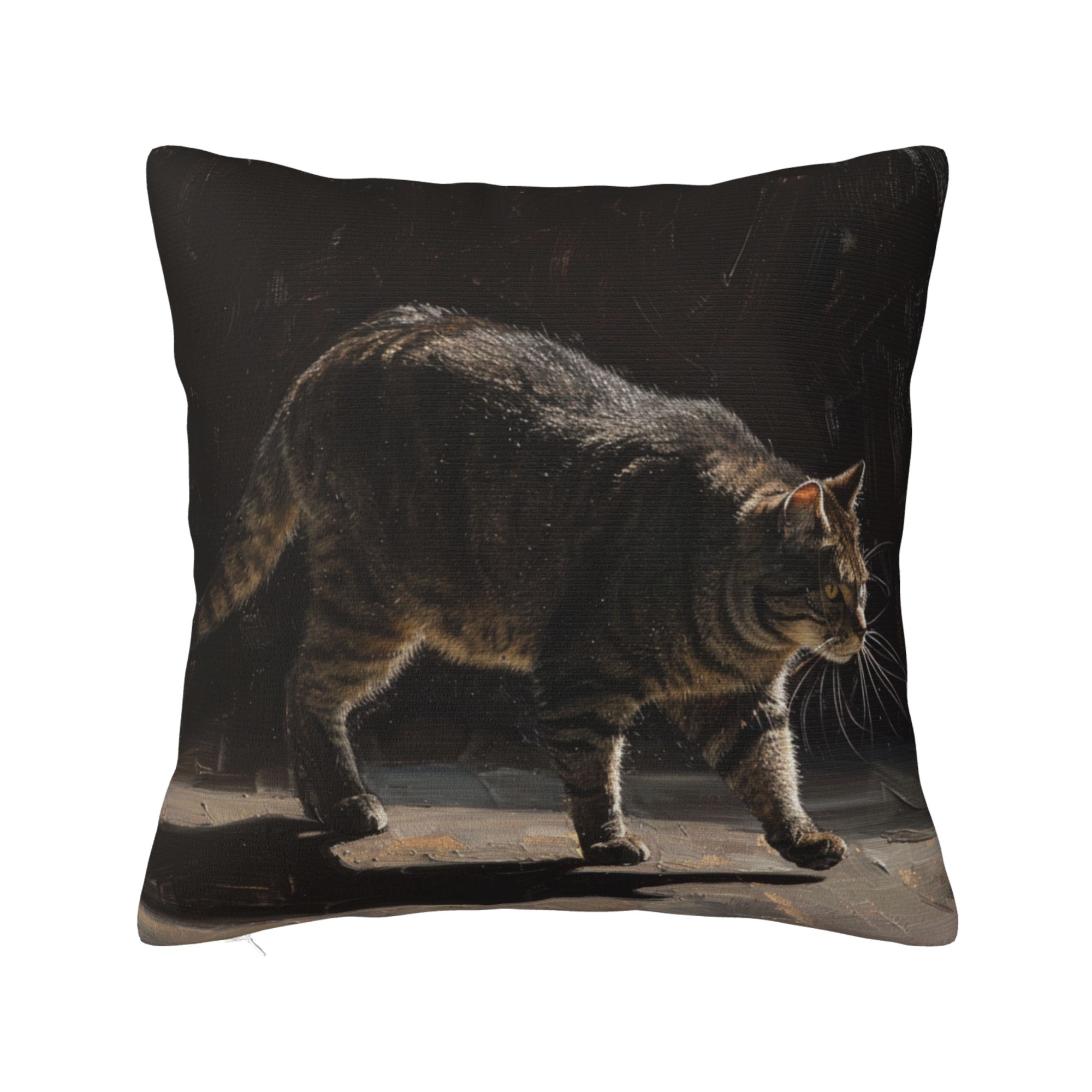 Cat Print Pillow with Dark Background