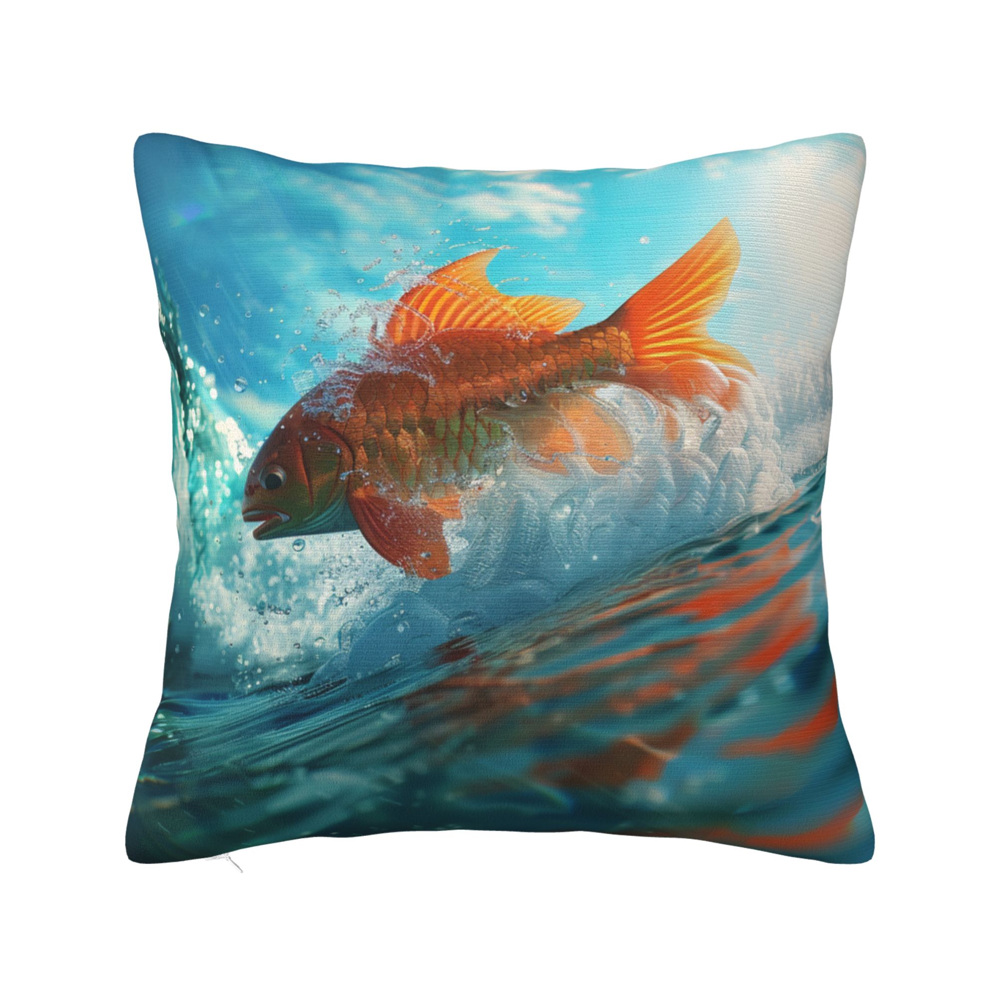 Dynamic Goldfish Print Pillow