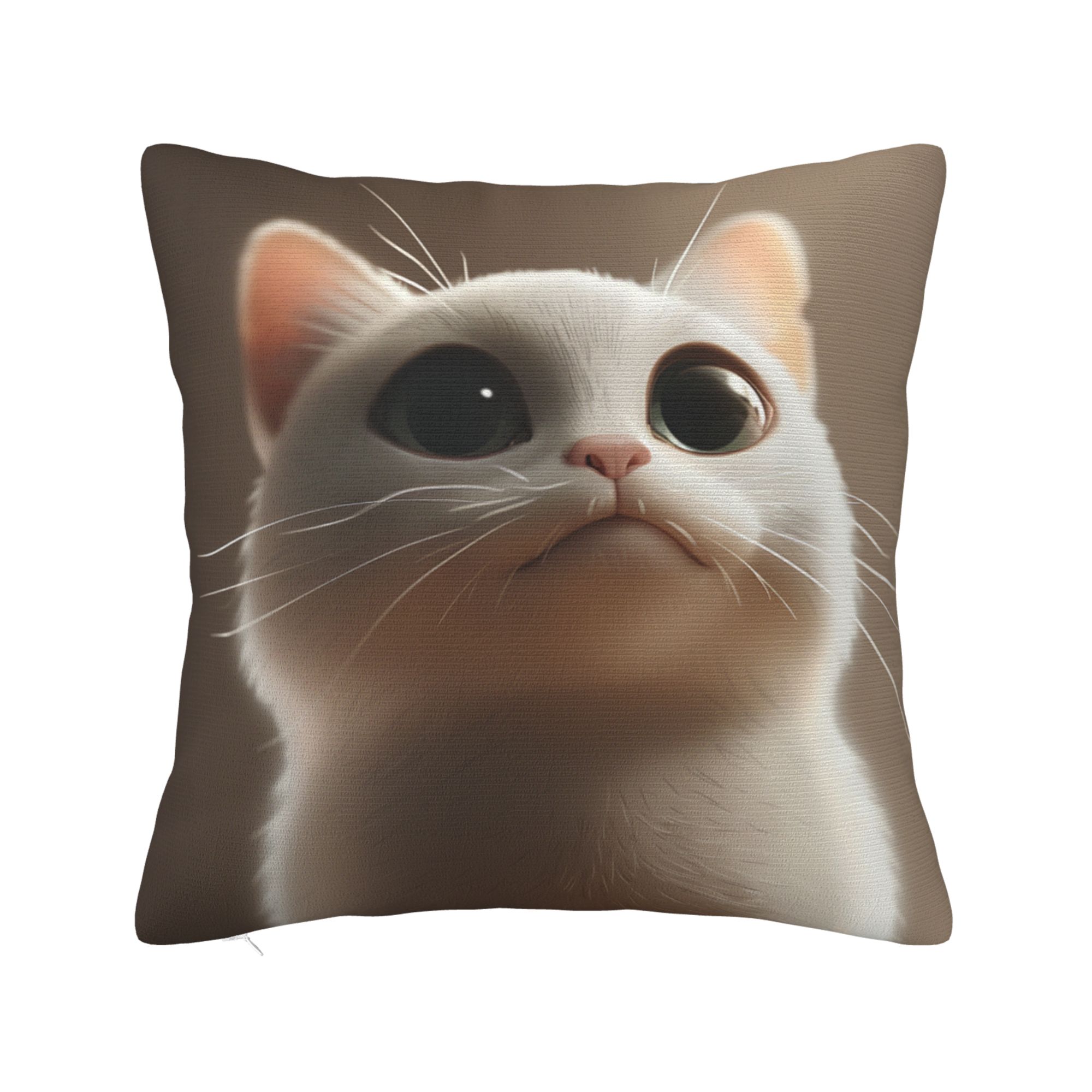 Big-Eyed Cat Print Pillow Cover