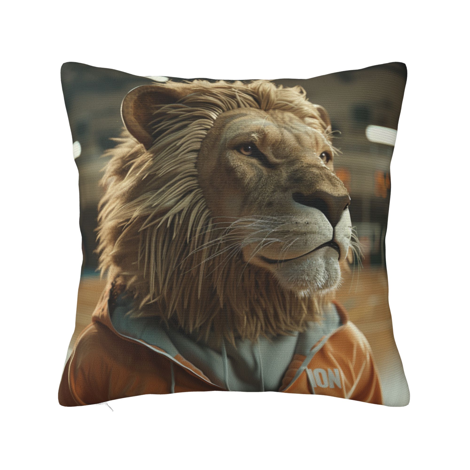 Athletic Lion Print Pillow Cover