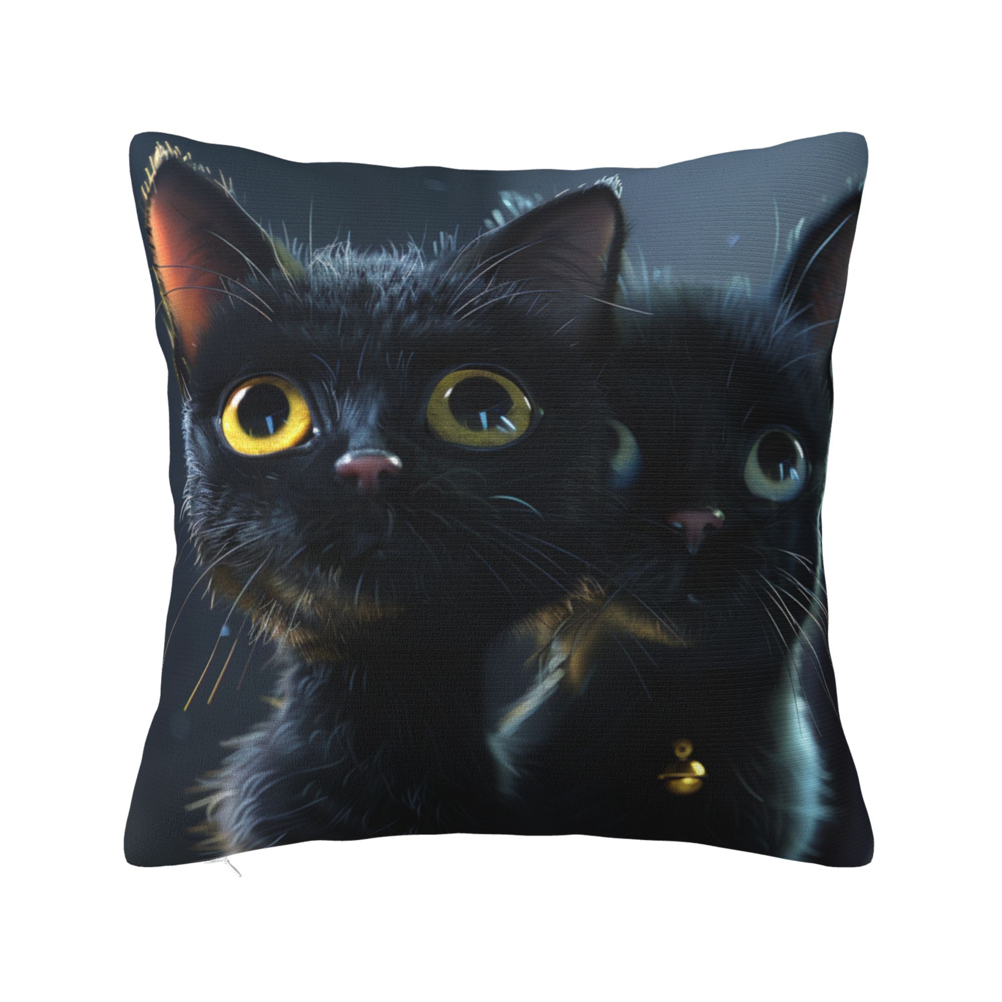 Black Twin Cats Print Pillow Cover