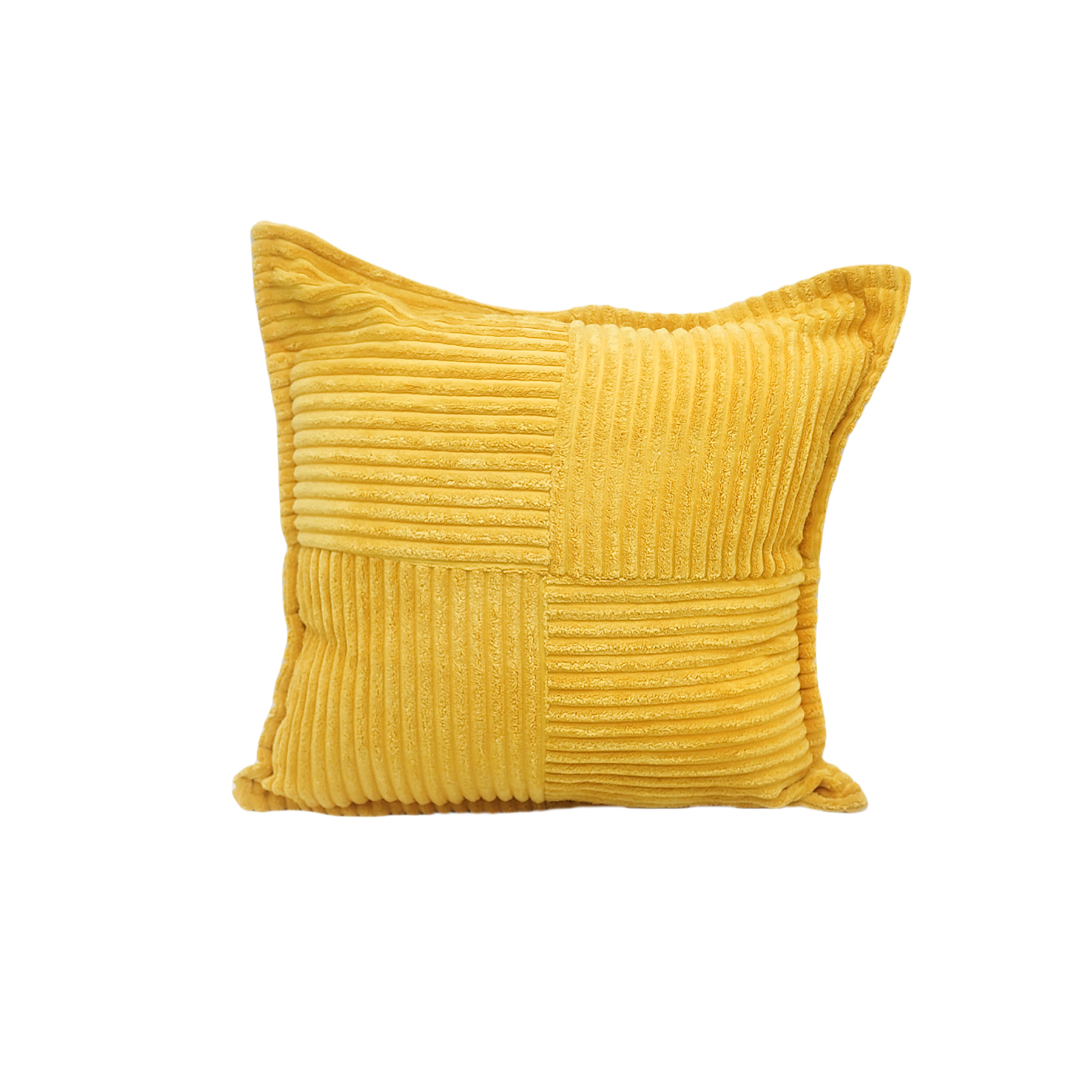 yellow-corduroy-patchwork-cushion-soft-cozy-sofa-pillow-45x45cm